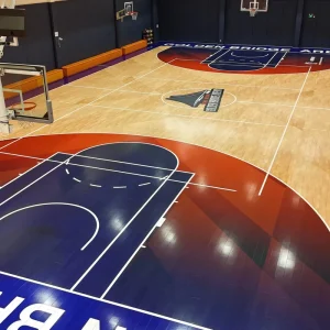 FIBA Approved Engineered Maple Indoor Sports Flooring Tiles for Basketball Courts 15mm Thick Easy Installation 2 Year Warranty