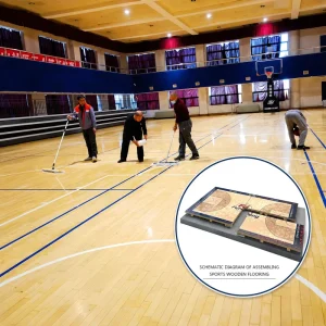 FIBA Certified Professional Shock Absorption Indoor Backyard Basketball Court Portable Removable Interlocking Hardwood Flooring
