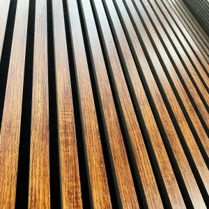 FSC Certified Wood Slat Acoustic Panel PET Felt Sound Absorbing Wall Panel Noise Reduction Decorative Panel for Office Hotel