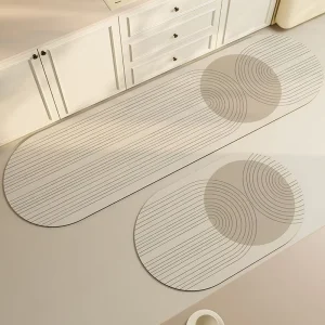 Factory 2pcs Custom Geometric Modern Soft Diatomite Kitchen Floor Rug Set Non-Slip Washable Diatom Mud Kitchen Mat Set