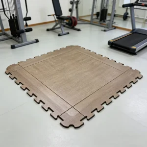 Factory Anti-Slip EPDM Flecked Wood Grain Rubber Tile for Garage and Gym Flooring