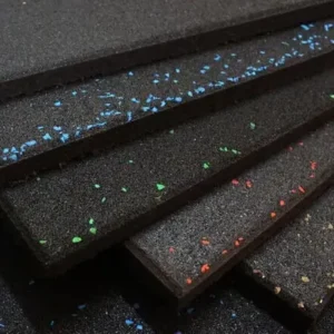 Factory Black Rubber Gym Floor Tiles with Colorful Dots Anti-Slip Sport Floor Mat for Sports Areas