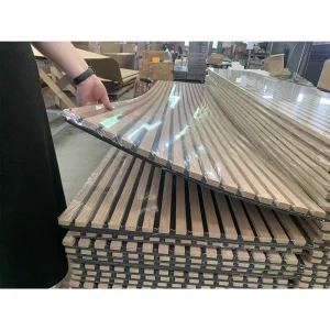 Factory Custom Modern Walnut Wooden Acoustic Wall Panels Soundproof Slat Design Eco Friendly Fireproof Grey for Home