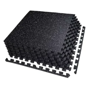 Factory Direct 0.56″ Anti-Slip Interlocking Rubber and EPDM Garage Gym Floor Tiles
