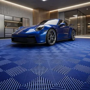Factory Direct 18mm Blue Interlocking Garage Floor Tiles Non Slip PP Grid Mat for Car Wash Warranty