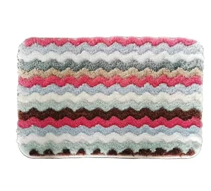 Factory Direct Flocking Carpet Floor Mat Hotel Bathroom Mat Woven Anti-Slip Absorbent Water-Resistant Home Wave Color