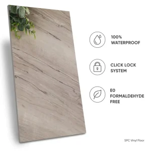 Factory Direct SPC Vinyl Plank Flooring Fireproof Rigid Core for Living Rooms with Custom Logo Click-Lock System
