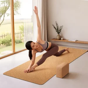 Factory Natural Cork and Rubber Yoga Mat for Home Fitness Workout