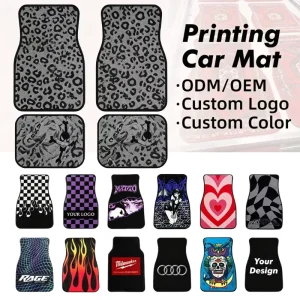 Factory ODM OEM Custom Logo Color Car Floor Mat 4Pcs Universal Washable Non-Slip Printed Automotive Carpet