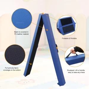 Factory PU Leather Gymnastics Balance Beam Low Floor Balance Bar with Non-Slip Base Sport Training Equipment