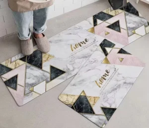 Factory Sales Anti Slip Waterproof Crystal Velvet Kitchen Mats for Floor Non-Slip Water Absorbent Foldable Kitchen Rugs