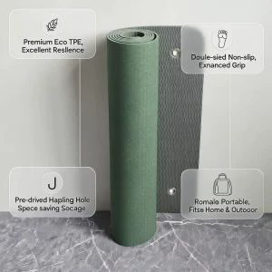 Factory Source Non-Slip Double-Layer TPE Yoga Mat 6mm with Textured Surface for Yoga and Pilates