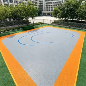 Fade-Resistant Grid-Structure Interlocking Sports Tiles for Community Recreation Centers