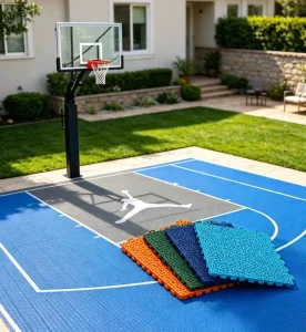 Family Backyard Basketball Court Plastic PP Modular Interlocking Tiles 3×3 Gym Multi-Sport Court Flooring