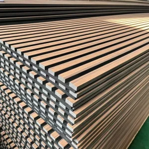 Fire Rated Class B1 Akupanel Wood Slat Wall Panels NRC 0.85+ Soundproofing Acoustic Panels for Office Hotel
