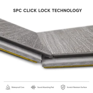 Fireproof Stone Plastic Composite Flooring Formaldehyde Free Spc Click Flooring With Hotel Interior Uv Coating Ixpe Underlay