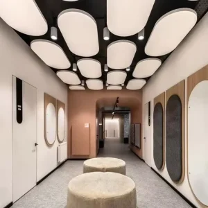 Fireproof Suspended Fiberglass Acoustic Ceiling Panel High NRC Glass Wool Sound Absorbing Panels for Reception Office