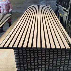 Fireproof Waterproof Acoustic Slat Wall Wood Panels 3D Decoration Slats Acoustic Panels for Bedroom Living Room Kitchen