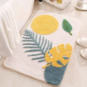 Flocked Minimalist Polyester Living Room Rug Non-Slip Water-Absorbent Floor Mat for Toilet Entryway Kitchen