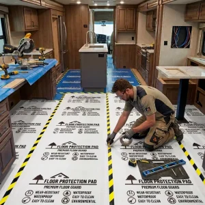 Floor Protection Film Self-Adhesive Heavy-Duty Waterproof Temporary Floor Covering for Tile Hardwood and Laminate