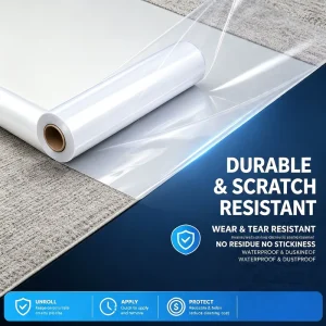 Floor Surface Preservation Film for Carpet During Installation Soft High Gloss Greaseproof 300m Rolls