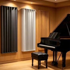 Fluted MDF Acoustic Panel Grey Finish Sound Absorb Material for Conference Hall Corporate Office Wall Refurbishment