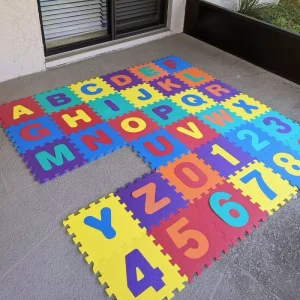 Foam Floor Alphabet and Numbers Puzzle Play Mat Interlocking Tiles Multicolored