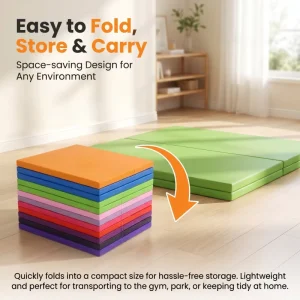 Foldable Dance Mat PU Leather Surface High-Density Foam Anti-Slip Bottom Portable Yoga Fitness Home Workout Mat