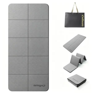 Foldable Extra Thick Yoga Mat 5mm Thick Portable Non-Slip Shock-Absorbing Quiet for Home Workouts and Student Dorm Sleeping Use