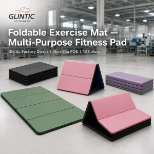 Foldable Non-Slip Home Exercise Mat POE 8mm Thick 180cm for Plank Stretching Yoga Pilates Gym Training