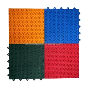Four-Color Triangle-Design Interlocking PP Plastic Tiles for Basketball Playgrounds and Sports Flooring