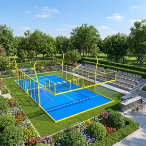 Full Panoramic Stainless Steel Padel Court for Grass Floors