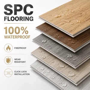 Garage Tiles Interlocking Flooring SPC Heavy Traffic Vinyl Plank Matte Finish Low VOC Custom Color Home Storage Producer Factory