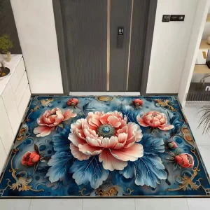 Geometric Machine-Made Diatom Mud Door Mat, Quick-Drying, Water-Absorbent, Non-Slip, Pet-Friendly