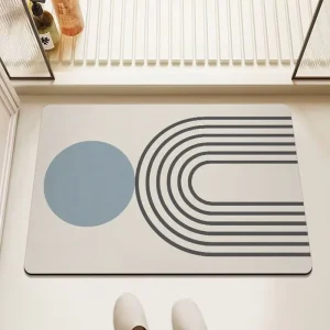 Geometric Pattern Non-Slip Water-Absorbent Bath Mat for Home and Hotel