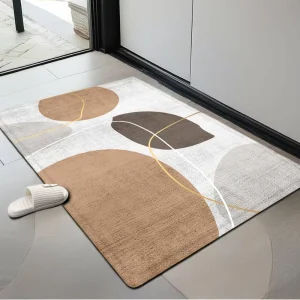 Geometric Soft Low Profile Entry Door Mat Outdoor Indoor Non Slip Entrance Rug