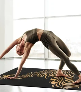 Gold Mandala Alignment High-Density Non-Slip Black TPE Yoga Mat