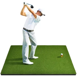 Golf Hitting Mat Artificial Turf Practice Mat Swing Training Turf with Tee Indoor Outdoor Portable