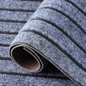 Gray and Black Striped Style Kitchen Floor Mat Wipe-Clean Dirt-Proof Doormat Entryway Doorway Carpet Home Use
