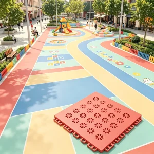 Green TPE Interlocking Modular Playground Tiles for Kids, Kindergartens, and Yards