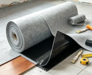 Grey Self-Adhesive Non-Woven Felt Floor Protector with Black Waterproof Film Painter Drop Cloth for Construction Renovation
