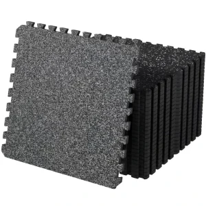 Grey Speckle Interlocking Rubber Tiles 10mm-15mm Gym Flooring for Weight Rooms