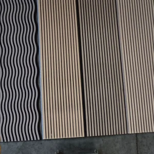 Grooved Wood Acoustic Panels Solid Wood Sound Insulation Board For Meeting Room Ceiling