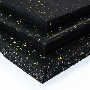 Gym Rubber Flooring 15mm Thick Composite Rubber Mat with Glossy PU Surface Protective Flooring
