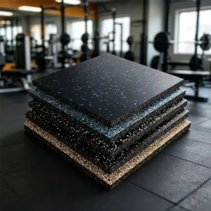 Gym Rubber Flooring Roll, 15 mm, Shock-Absorbing, Anti-Slip, for Fitness Centers, OEM Factory