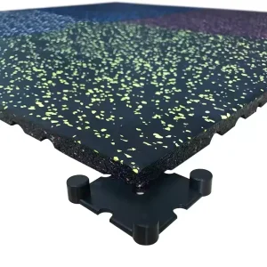 Gym Shock Absorption Composite Rubber Flooring Tile with Bottom Plastic Clips