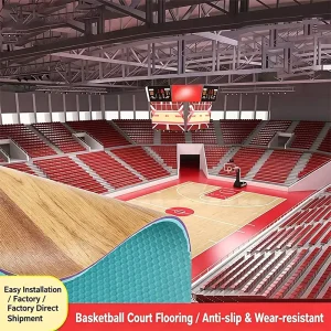 HANLI High Strength 8.0mm Eco Friendly Wood Grain PVC Basketball Roll Flooring for Professional Events Large Indoor Gymnasiums