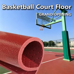 HANLI Outdoor Stone Grain PVC Flooring 5mm Weather Resistant Shock Absorption Eco Friendly Anti Slip Surface for Basketball