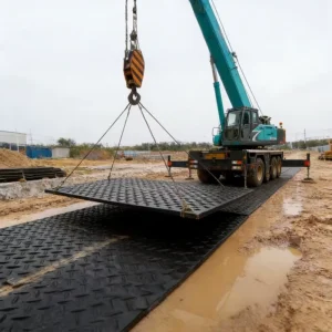 HDPE Temporary Ground Protection Mat Heavy Duty Plastic Walkway Panel Heavy Vehicle Track Mat UV Resistant Customizable Cutting