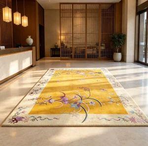 Handmade Pure Wool Hand-Knotted Area Rug, Custom Patterns and Sizes, for Villa or Hotel Lobby